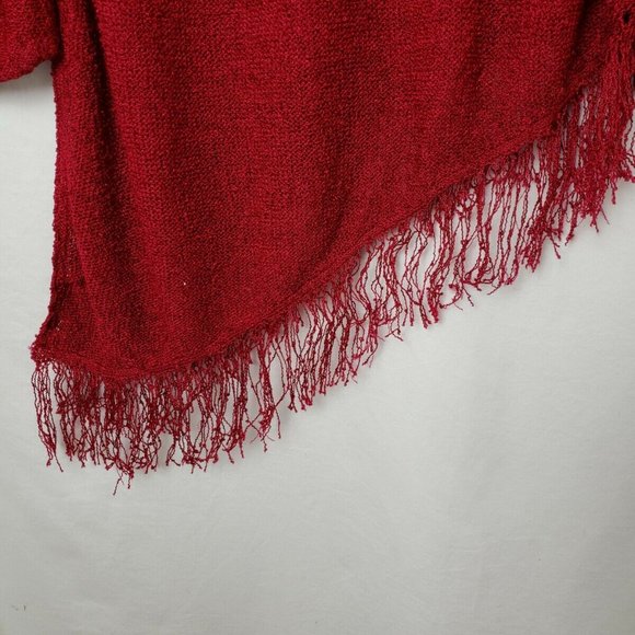 Women’s Chico's RED Asymmetrical Sweater Fringed 0 - Picture 5 of 9